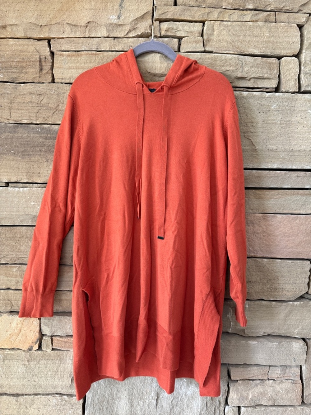 Cyrus Tunic Sweater Hoodie, Cozy, casual weekend chilling 1X, Muted Orange EUC